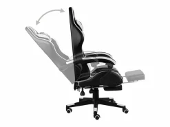 New Clicnbuy Silla gaming con reposapiés cuero sintético negro y Blanco