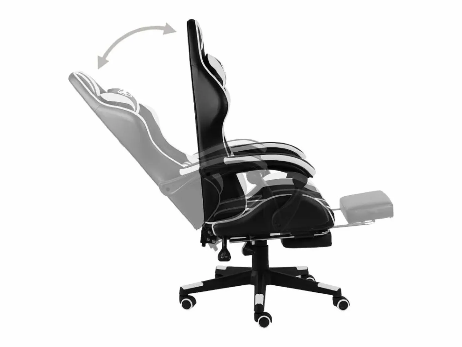 New Clicnbuy Silla gaming con reposapiés cuero sintético negro y Blanco