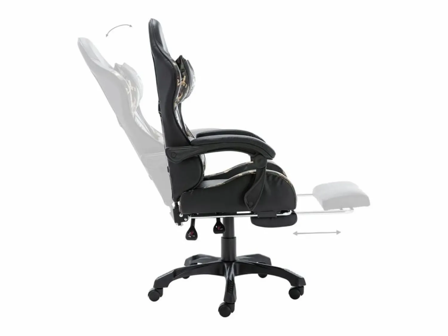 Discount Clicnbuy Silla gaming con reposapiés cuero sintético y camuflaje Negro