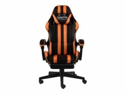 Hot Clicnbuy Silla gaming con reposapiés cuero sintético negro y Naranja