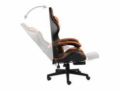 Hot Clicnbuy Silla gaming con reposapiés cuero sintético negro y Naranja