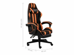 Hot Silla gaming con reposapiés cuero sintético negro y Silla Gaming