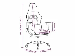 vidaxl Silla gaming con reposapiés cuero sintético negro