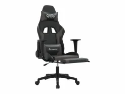 vidaxl Silla gaming con reposapiés cuero sintético negro