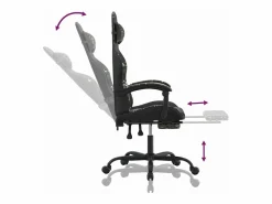Clicnbuy Silla gaming con reposapiés cuero sintético camuflaje