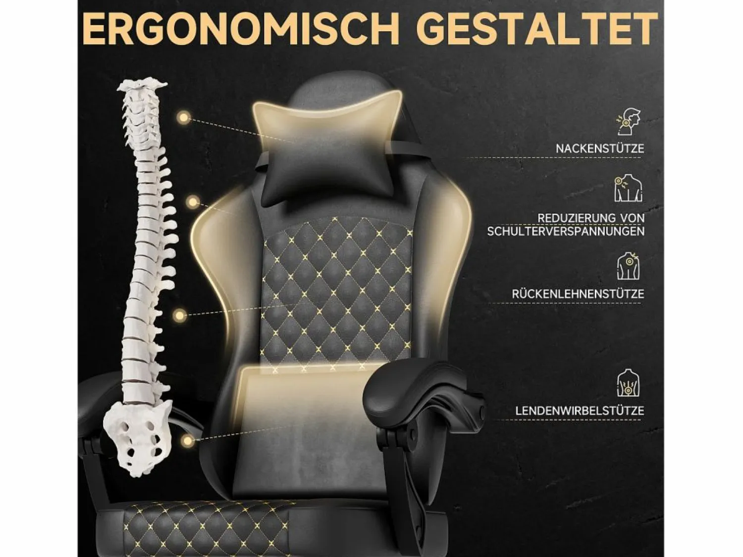Outlet Silla gaming con reposapiés - asiento regulable en altura - silla de oficina - negra Silla Gaming