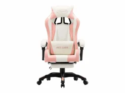 vidaxl Silla gaming con reposapiés cuero sintético y blanco