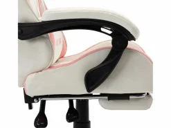 vidaxl Silla gaming con reposapiés cuero sintético y blanco
