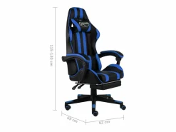 Clicnbuy Silla gaming con reposapiés cuero sintético negro y