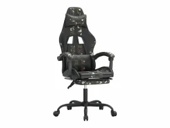 Clearance Clicnbuy Silla gaming con reposapiés cuero sintético camuflaje Negro