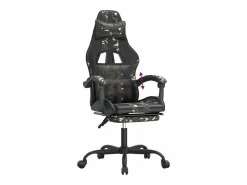 Clearance Clicnbuy Silla gaming con reposapiés cuero sintético camuflaje Negro