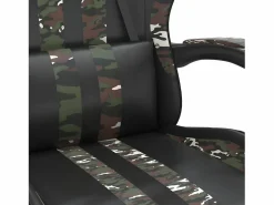 Clearance Clicnbuy Silla gaming con reposapiés cuero sintético camuflaje Negro