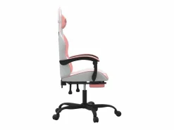 New vidaxl Silla gaming con reposapiés cuero sintético blanco y Rosa