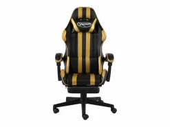 Clearance Silla gaming con reposapiés cuero sintético negro y Silla Gaming