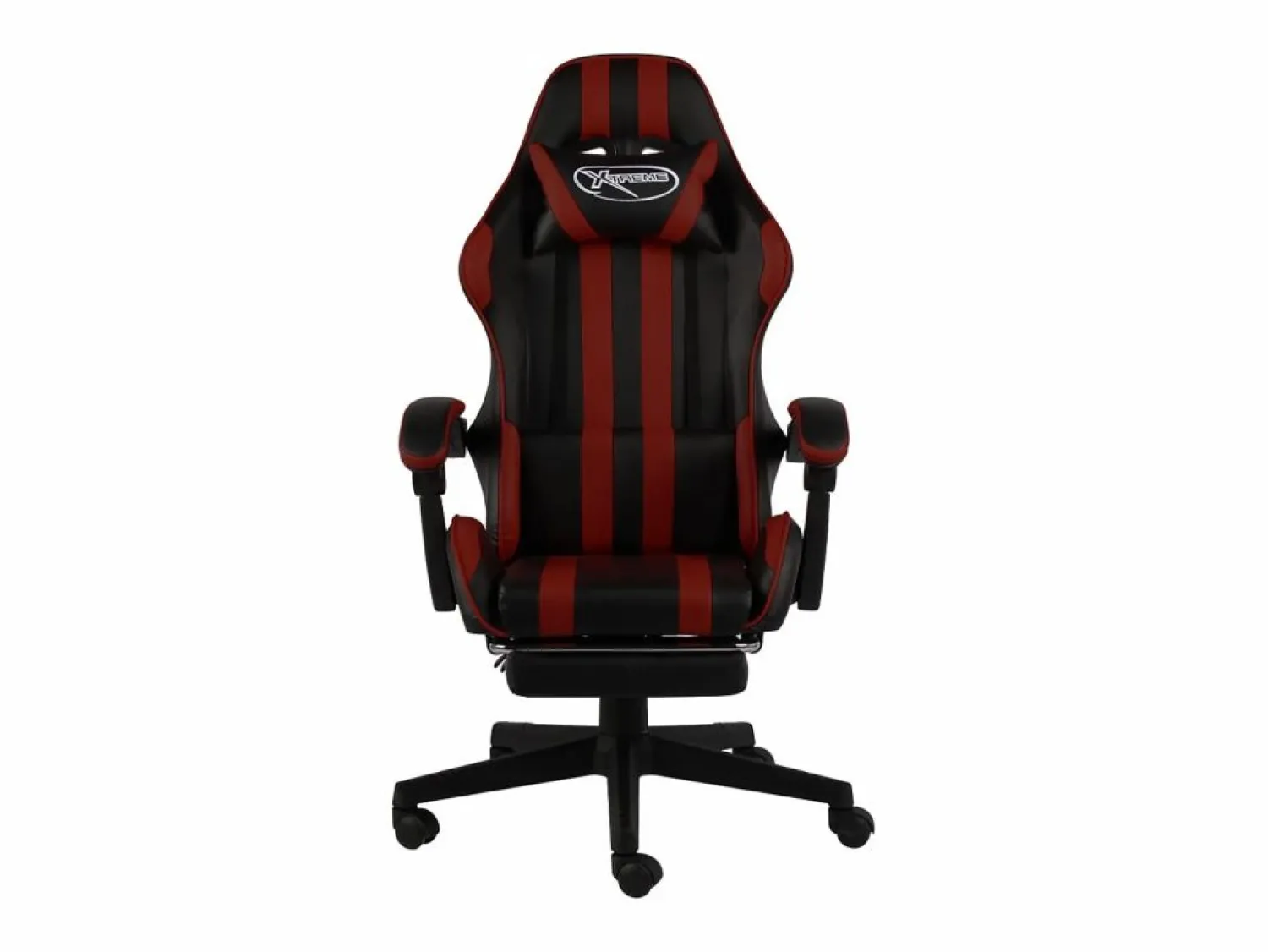 Clicnbuy Silla gaming con reposapiés cuero sintético negro y tinto