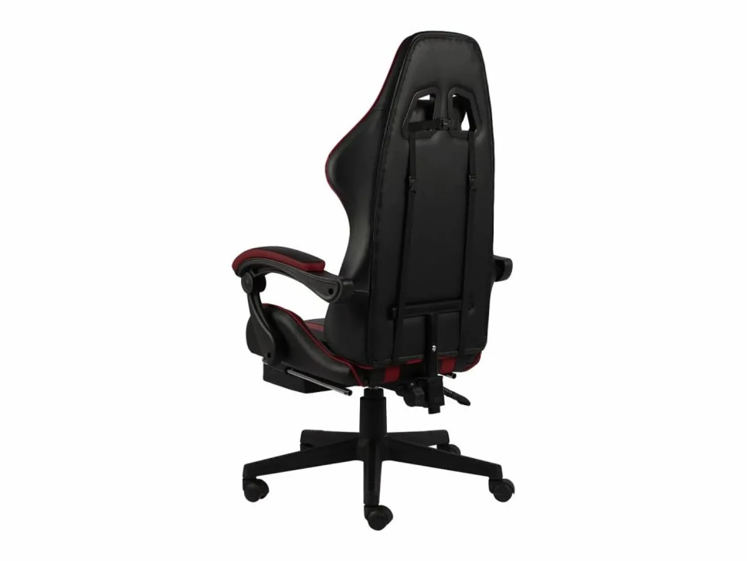 Clicnbuy Silla gaming con reposapiés cuero sintético negro y tinto