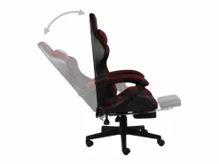 Clicnbuy Silla gaming con reposapiés cuero sintético negro y tinto