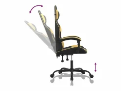 New Clicnbuy Silla gaming cuero sintético y dorado Negro