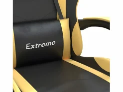 New Clicnbuy Silla gaming cuero sintético y dorado Negro