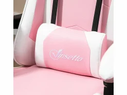 Clearance DripeX Silla Gaming de Cuero, con Reposapiés reposacabezas cojín lumbar, altura ajustable, ergonómica, 64x67x119/127cm Rosa