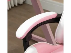 Clearance DripeX Silla Gaming de Cuero, con Reposapiés reposacabezas cojín lumbar, altura ajustable, ergonómica, 64x67x119/127cm Rosa