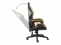 Clicnbuy Silla gaming de cuero sintético negro y