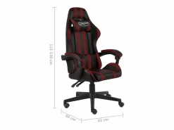Clicnbuy Silla gaming de cuero sintético negro y tinto Rojo