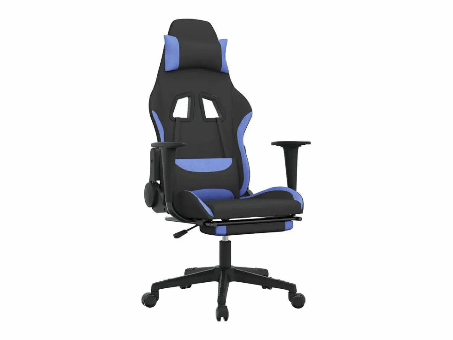 Silla gaming de masaje con reposapiés tela negro y Silla Gaming
