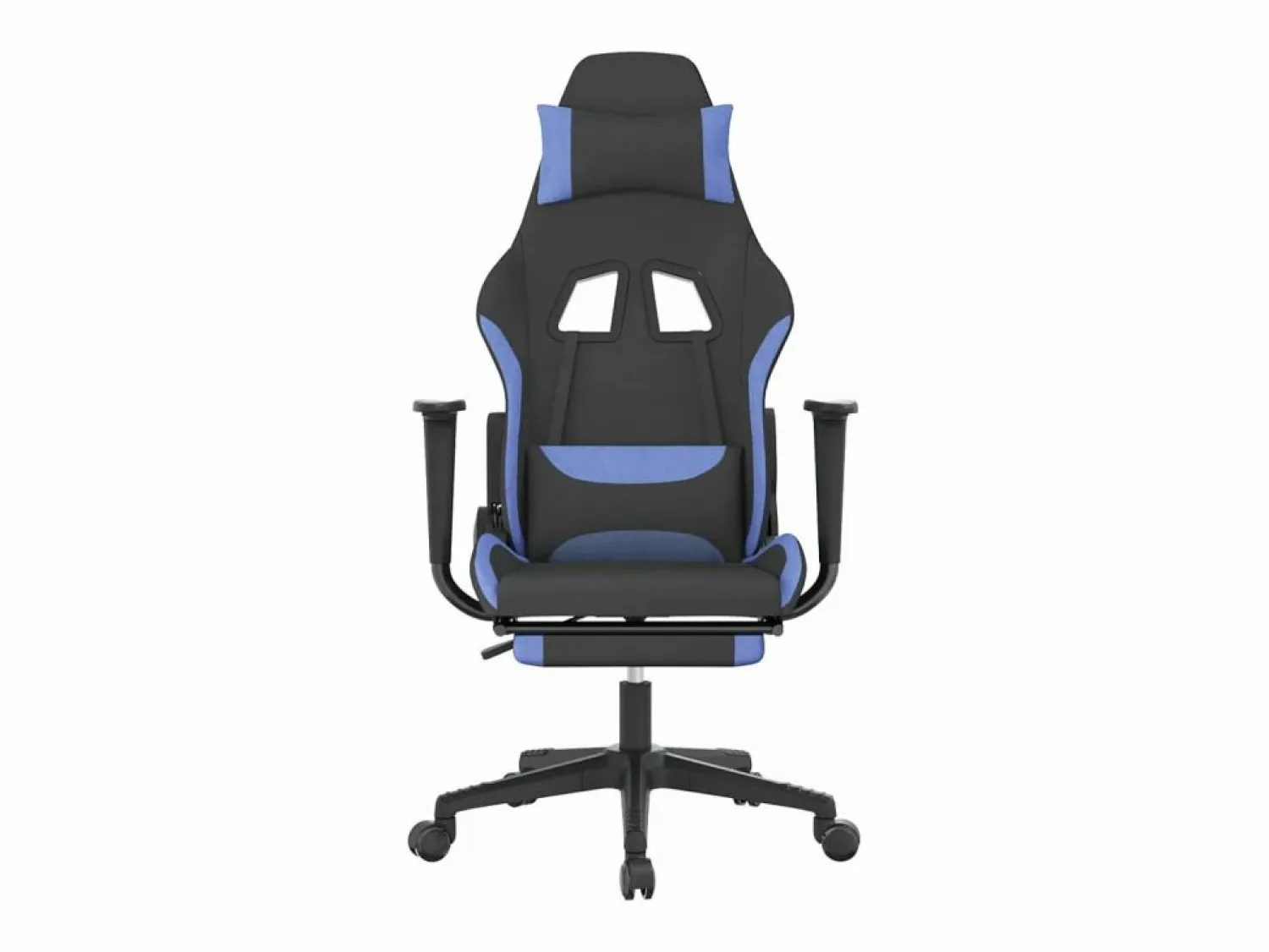 Silla gaming de masaje con reposapiés tela negro y Silla Gaming