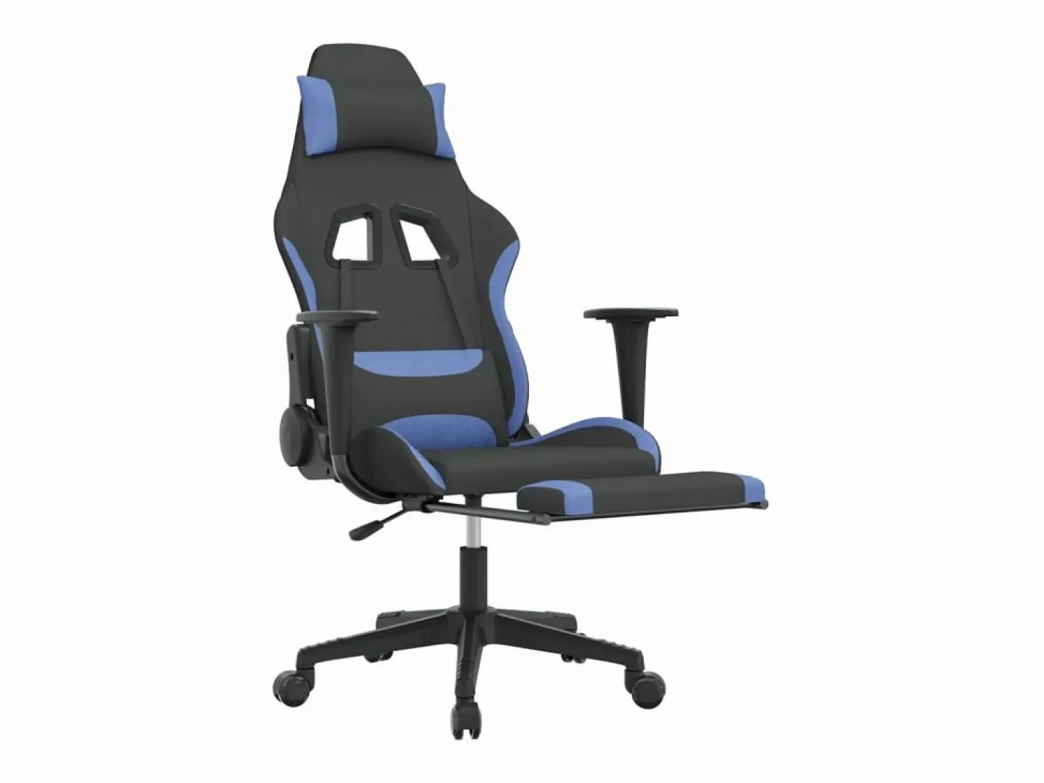Silla gaming de masaje con reposapiés tela negro y Silla Gaming
