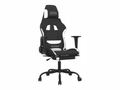 Best Clicnbuy Silla gaming de masaje con reposapiés tela negro y Blanco