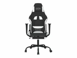 Best Clicnbuy Silla gaming de masaje con reposapiés tela negro y Blanco