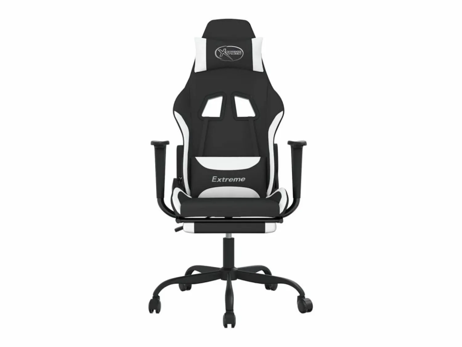 Best Clicnbuy Silla gaming de masaje con reposapiés tela negro y Blanco