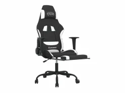 Best Clicnbuy Silla gaming de masaje con reposapiés tela negro y Blanco