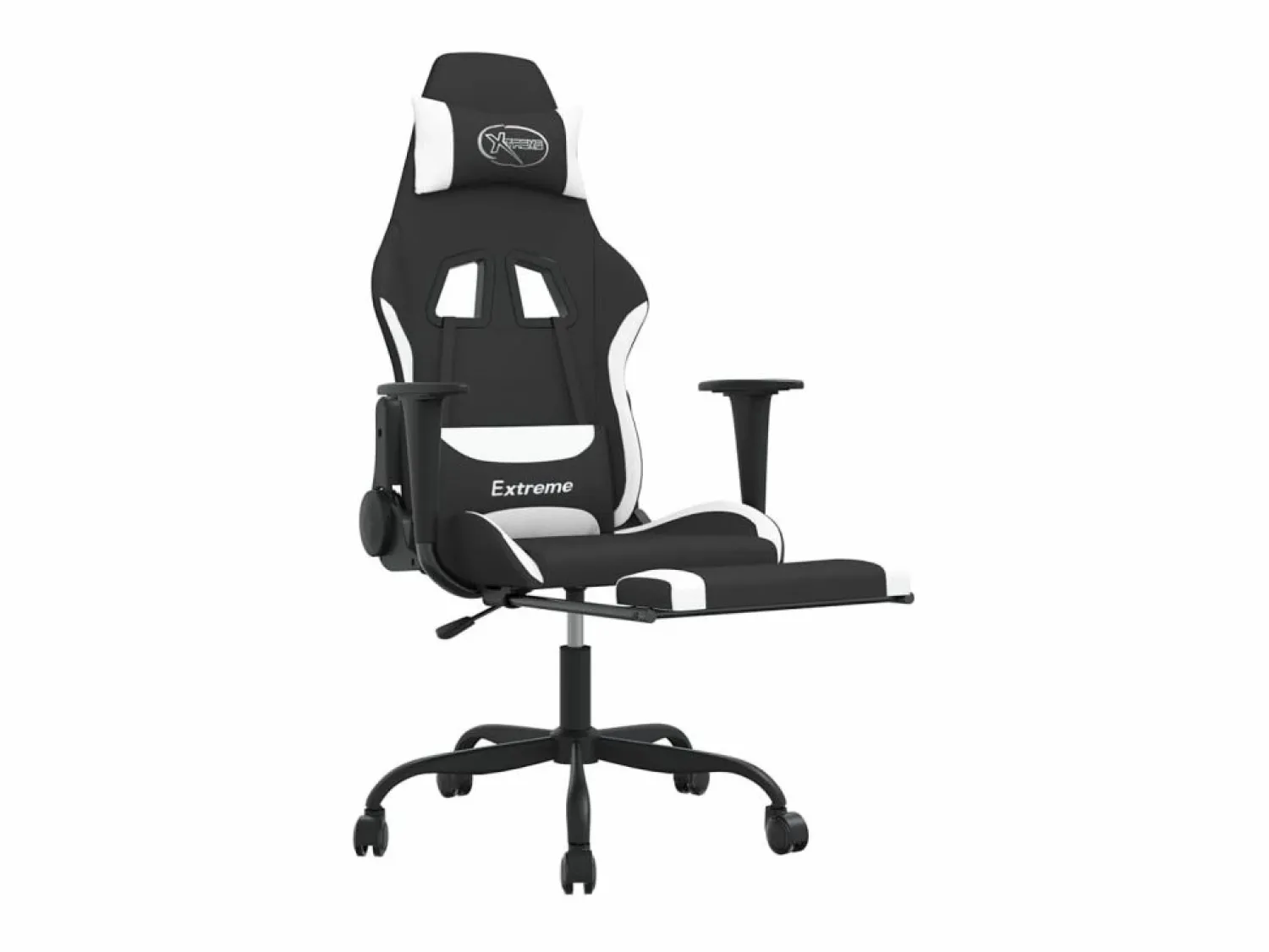 Best Clicnbuy Silla gaming de masaje con reposapiés tela negro y Blanco