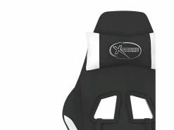 Best Clicnbuy Silla gaming de masaje con reposapiés tela negro y Blanco