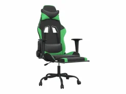 Best Clicnbuy Silla gaming de masaje y reposapiés cuero sintético negro Verde