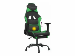 Best Clicnbuy Silla gaming de masaje y reposapiés cuero sintético negro Verde