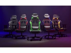 vidaxl Silla gaming de masaje y reposapiés cuero sintético negro