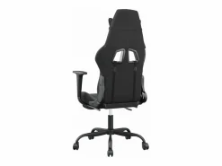 vidaxl Silla gaming de masaje y reposapiés cuero sintético negro