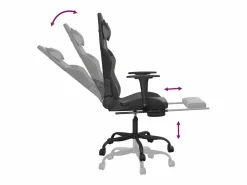 vidaxl Silla gaming de masaje y reposapiés cuero sintético negro