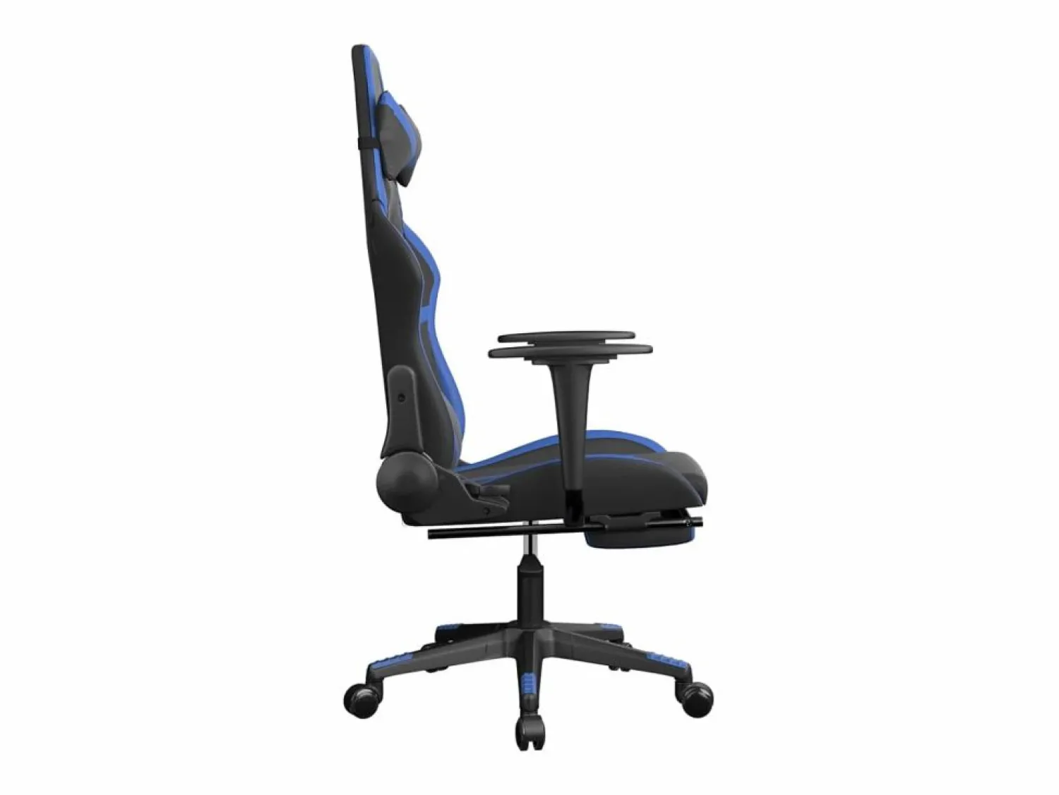 New Clicnbuy Silla gaming de masaje y reposapiés cuero sintético negro Azul