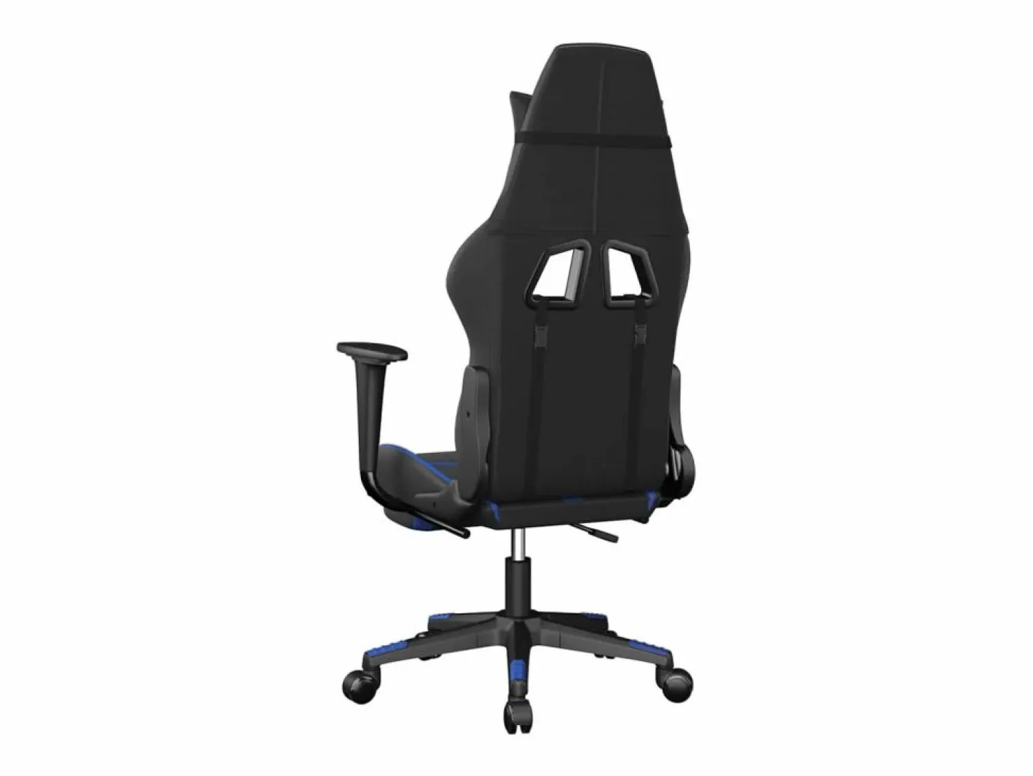 New Clicnbuy Silla gaming de masaje y reposapiés cuero sintético negro Azul