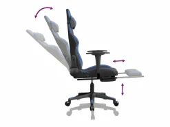 New Clicnbuy Silla gaming de masaje y reposapiés cuero sintético negro Azul