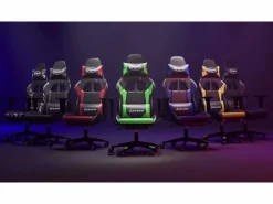 Sale vidaxl Silla gaming de masaje y reposapiés cuero sintético negro Gris