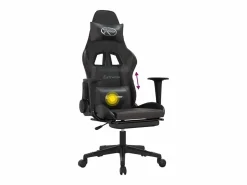 Sale vidaxl Silla gaming de masaje y reposapiés cuero sintético negro Gris