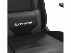 Sale vidaxl Silla gaming de masaje y reposapiés cuero sintético negro Gris