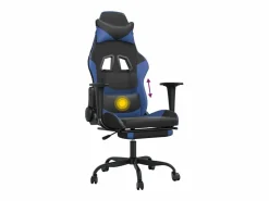 Clicnbuy Silla gaming de masaje y reposapiés cuero sintético negro