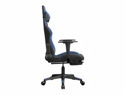 vidaxl Silla gaming de masaje y reposapiés cuero sintético negro