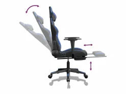 vidaxl Silla gaming de masaje y reposapiés cuero sintético negro